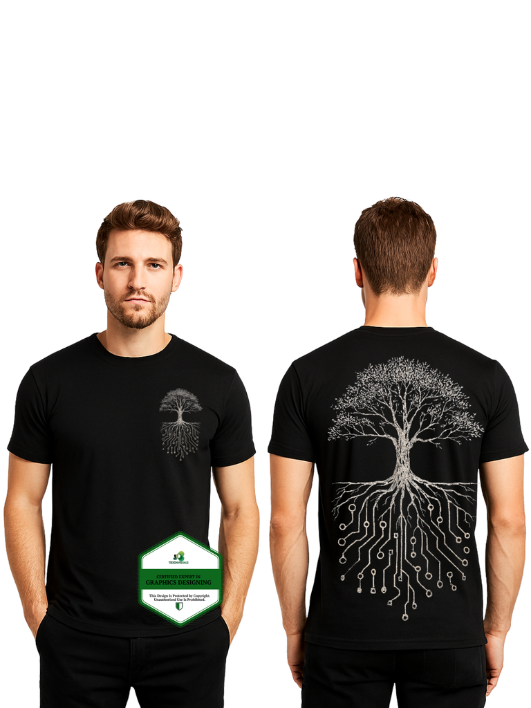 Rooted Circuit – Nature x Tech T-shirt Design image 2