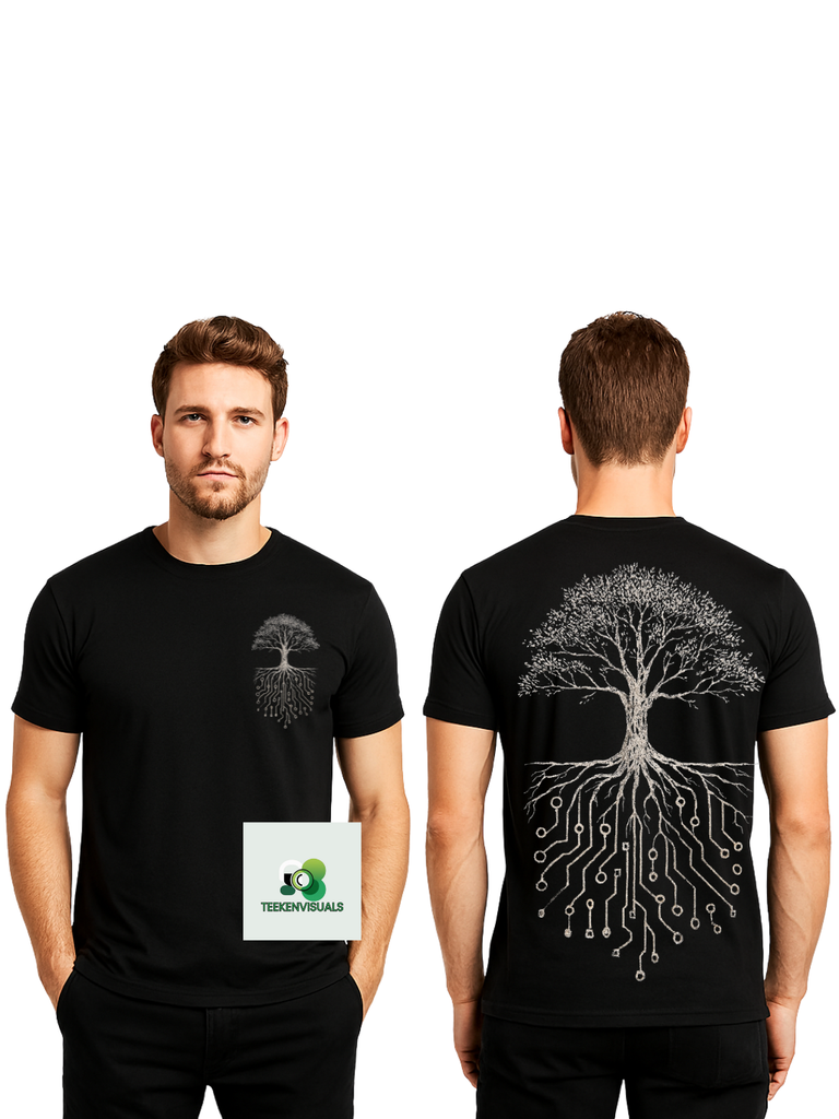Rooted Circuit – Nature x Tech T-shirt Design image 1