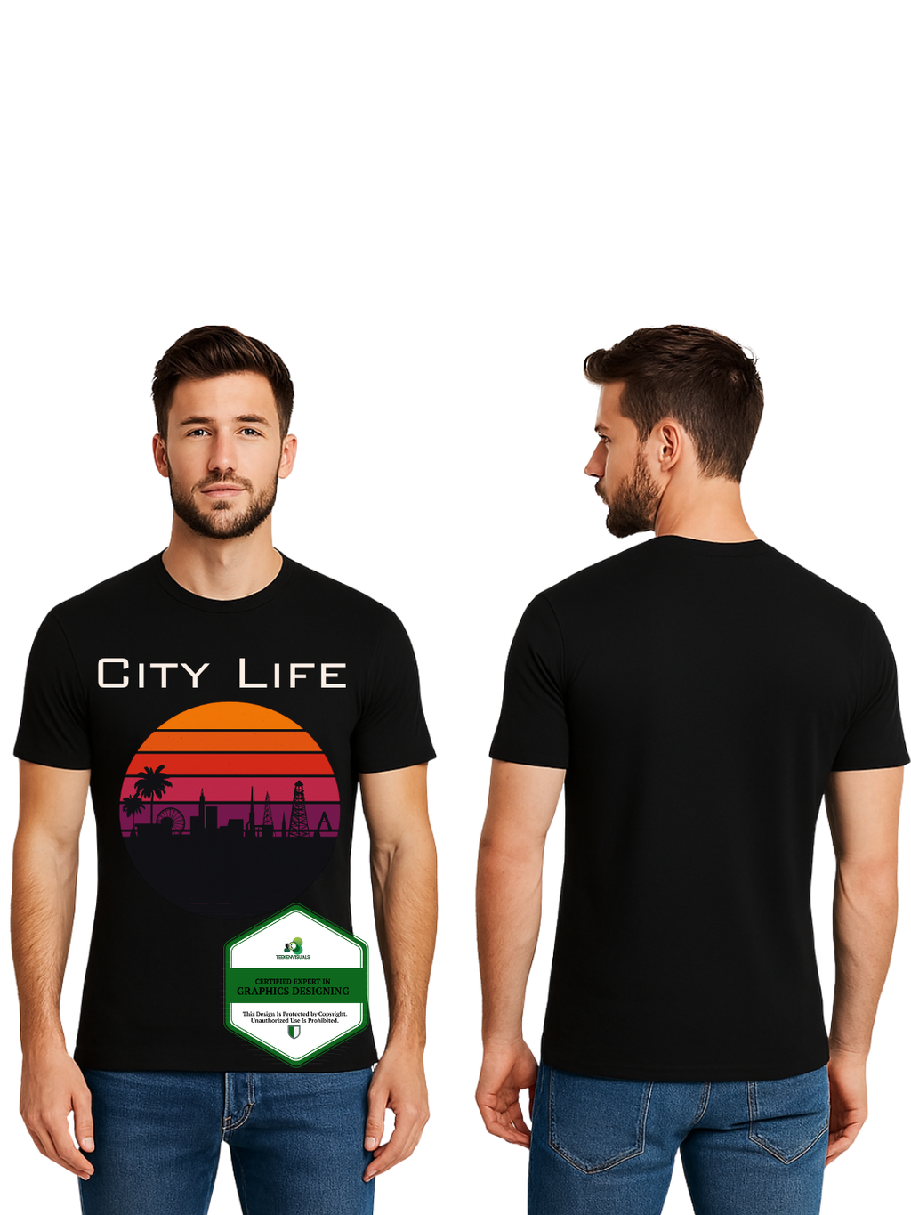 Sunset Skyline T-shirt Design
